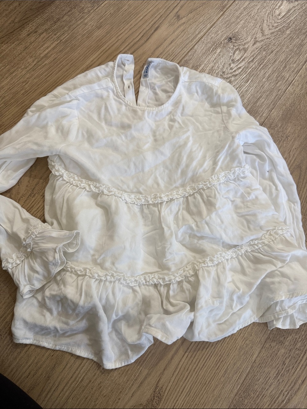 White Ruffle Long-Sleeve  Top